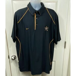 Nike Vanderbilt University Athletic Polo Shirt Golf Performance‎ Black Gold XXL